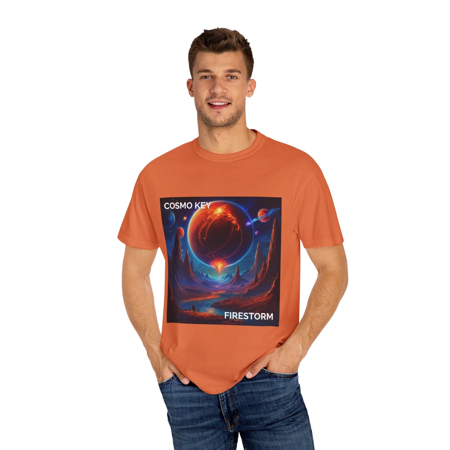 Cosmo Key Firestorm Unisex T-Shirt - Vibrant Space Art Tee
