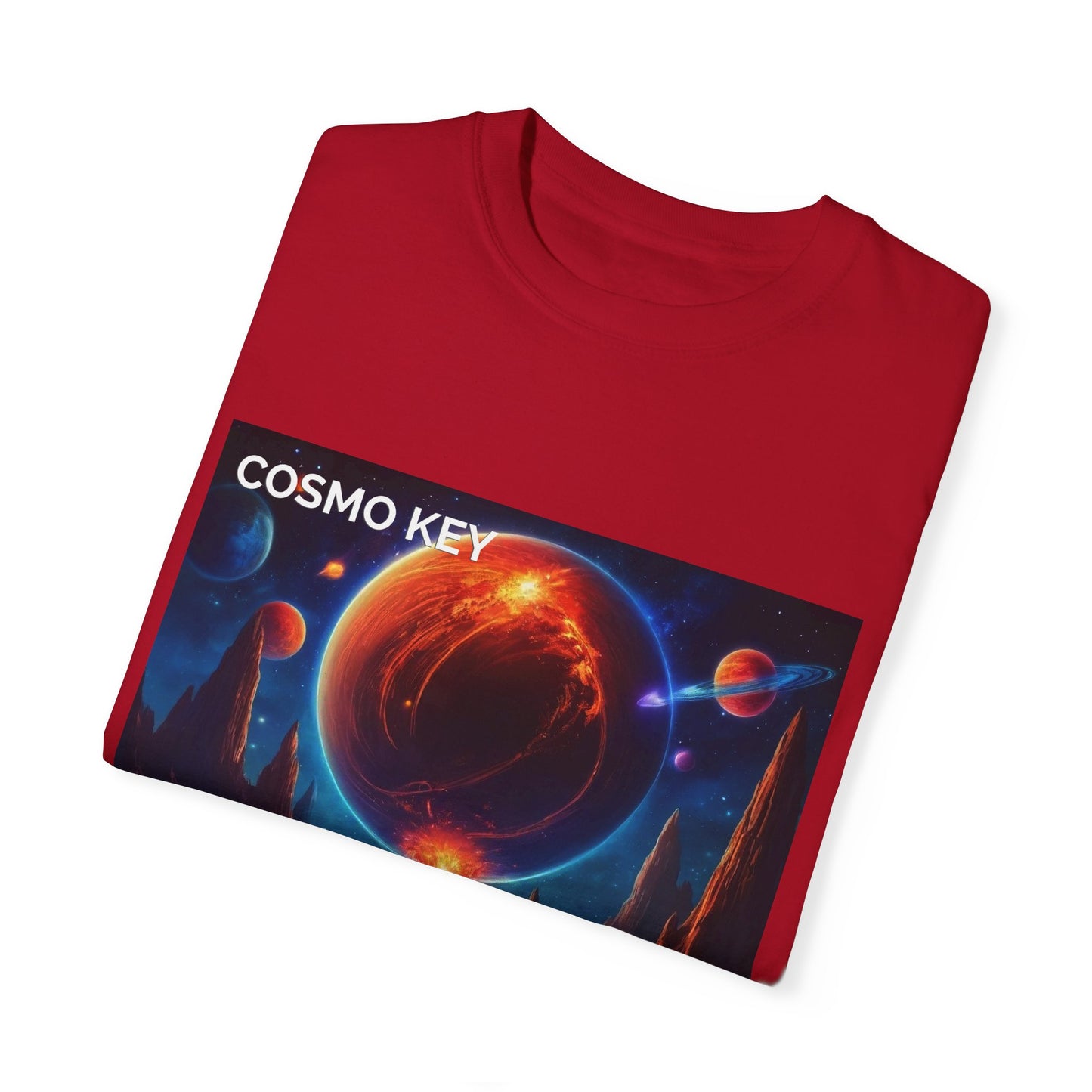 Cosmo Key Firestorm Unisex T-Shirt - Vibrant Space Art Tee