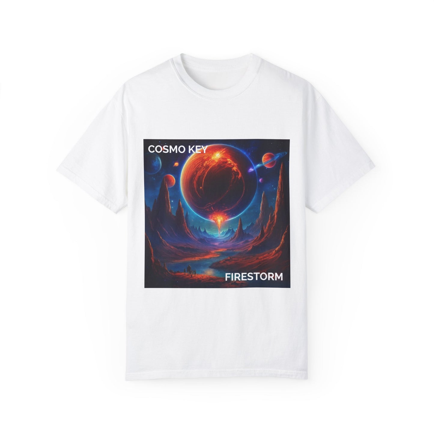 Cosmo Key Firestorm Unisex T-Shirt - Vibrant Space Art Tee