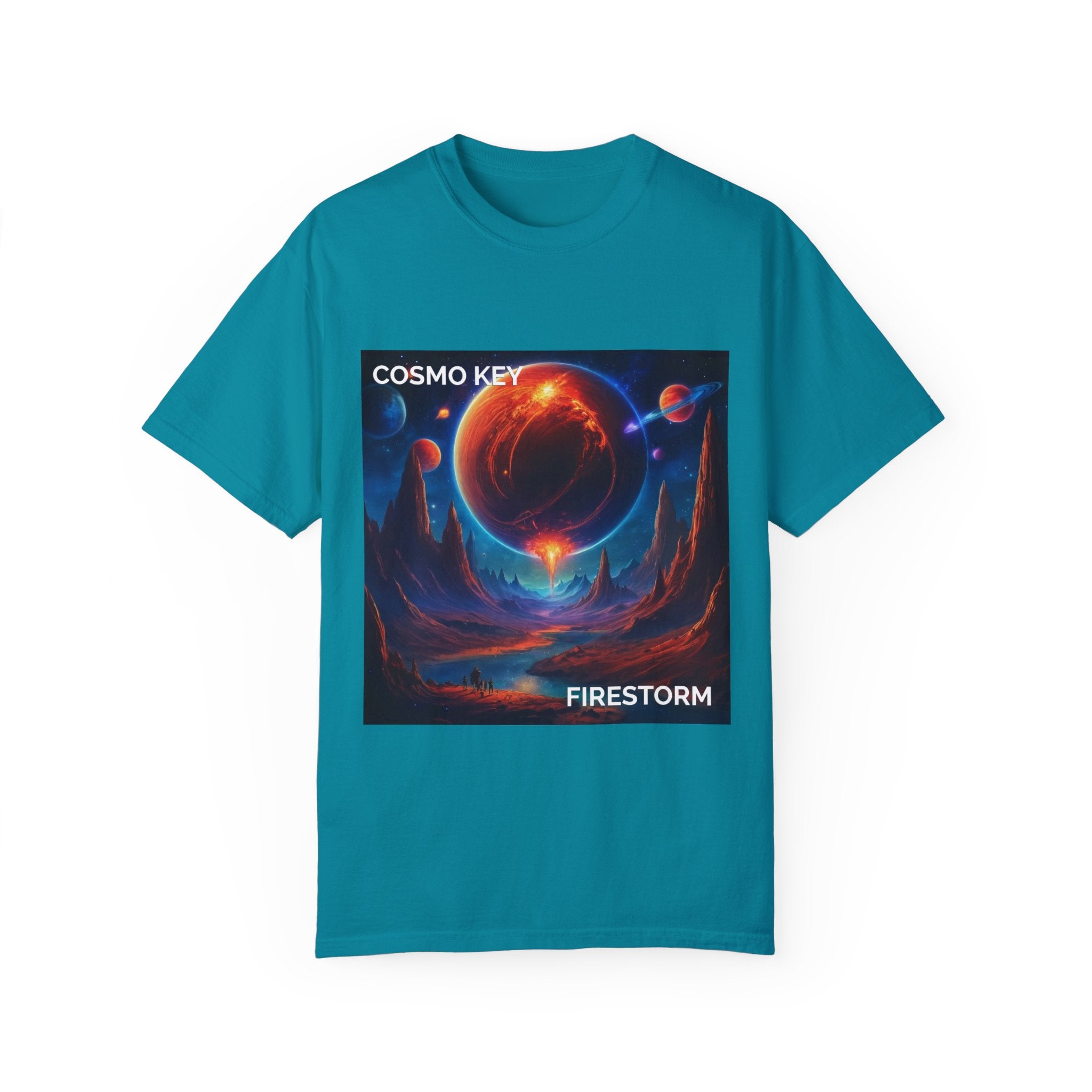 Cosmo Key Firestorm Unisex T-Shirt - Vibrant Space Art Tee