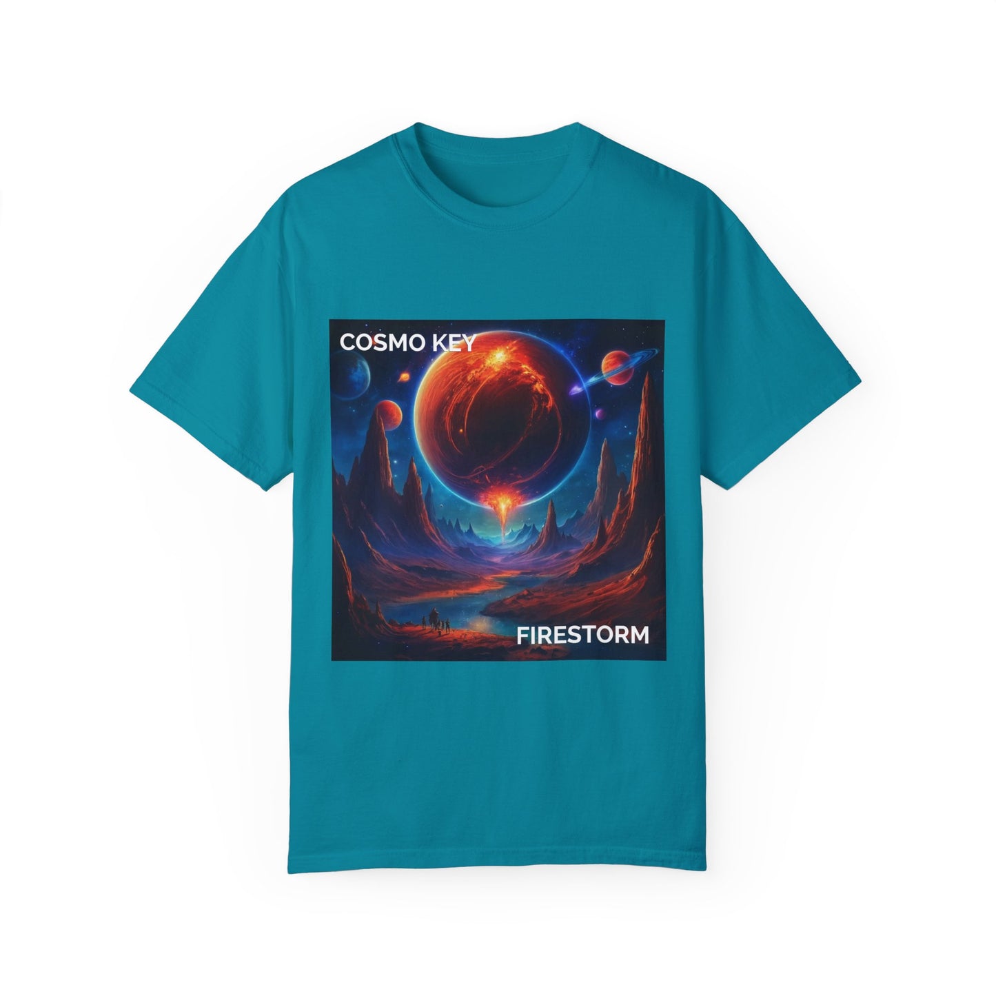 Cosmo Key Firestorm Unisex T-Shirt - Vibrant Space Art Tee