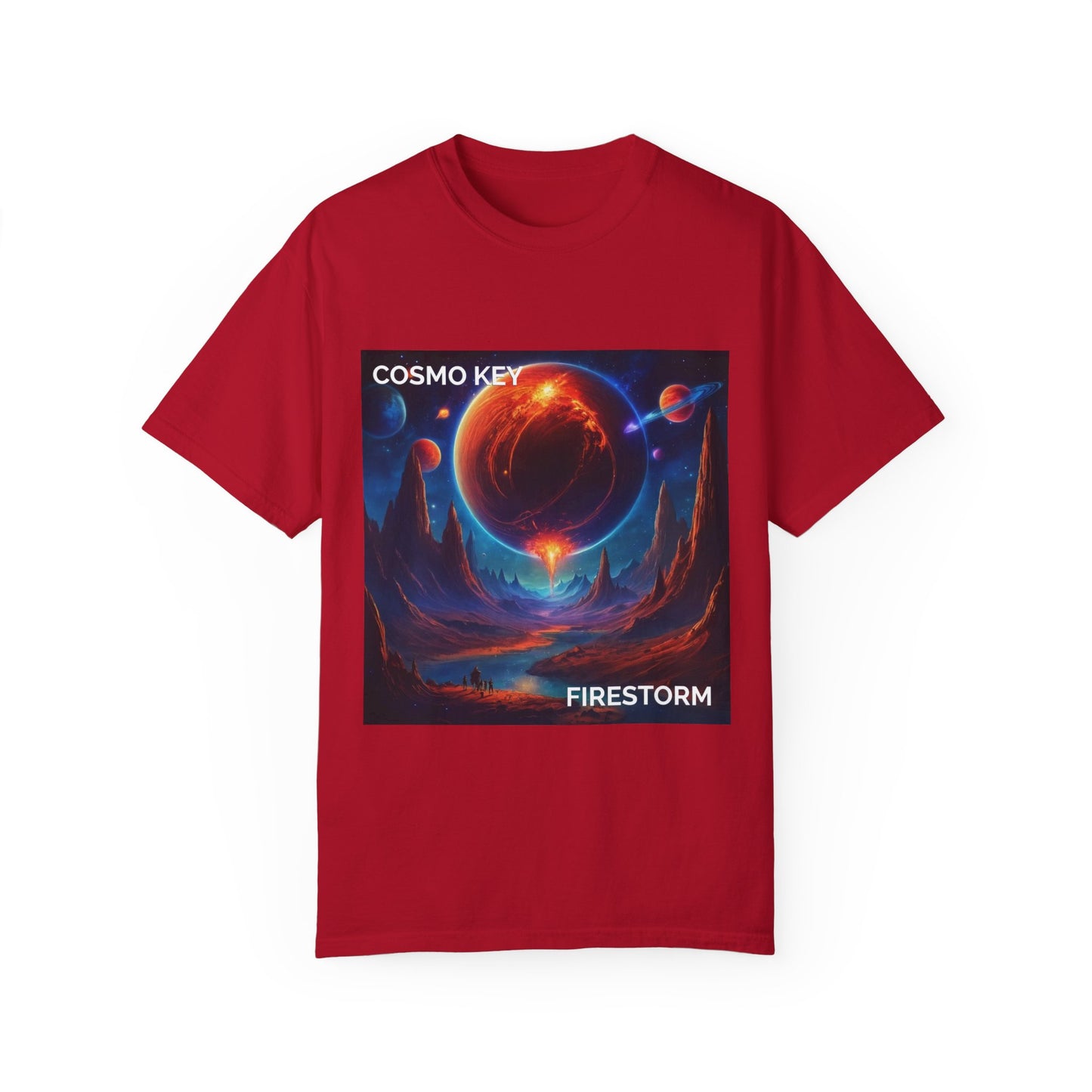 Cosmo Key Firestorm Unisex T-Shirt - Vibrant Space Art Tee