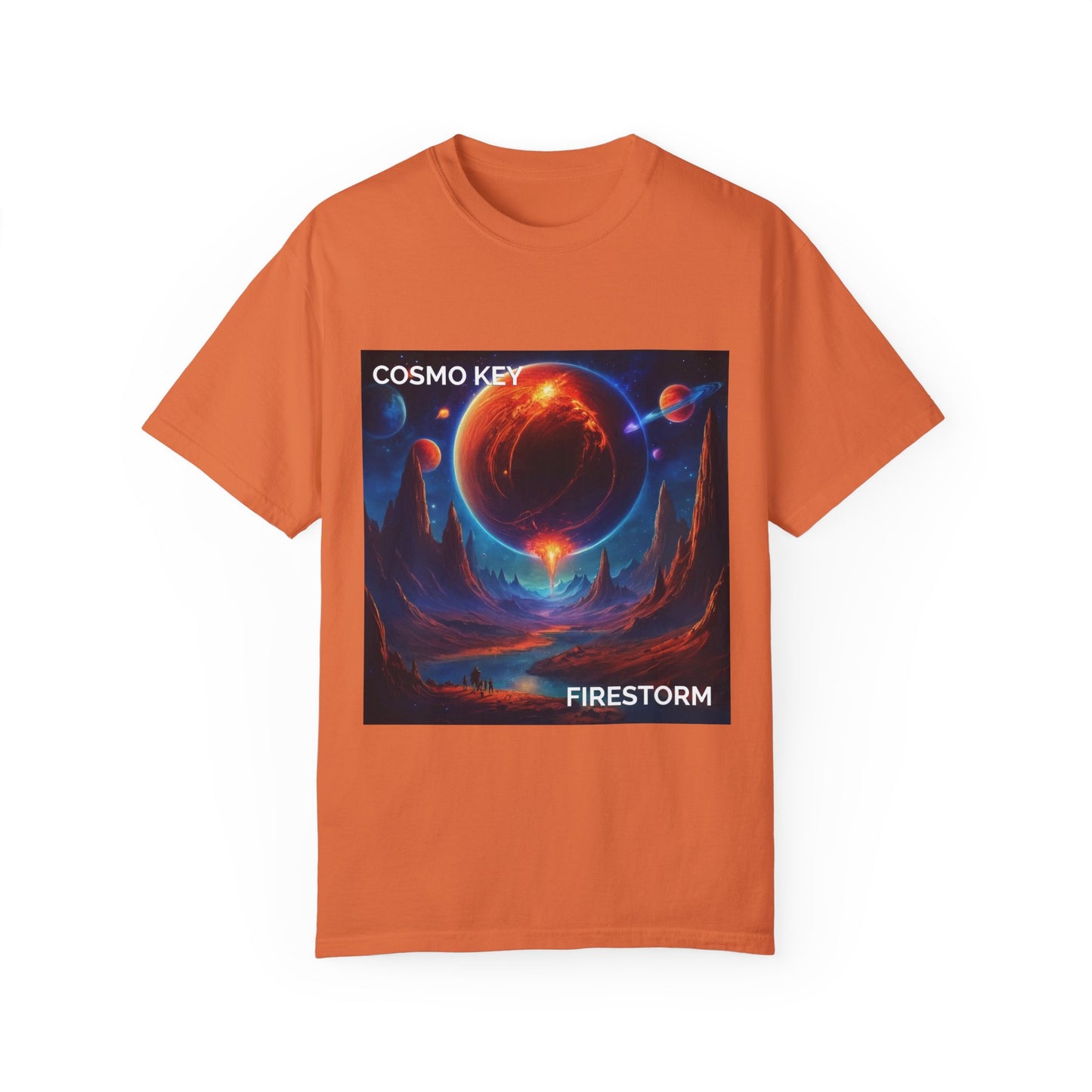 Cosmo Key Firestorm Unisex T-Shirt - Vibrant Space Art Tee