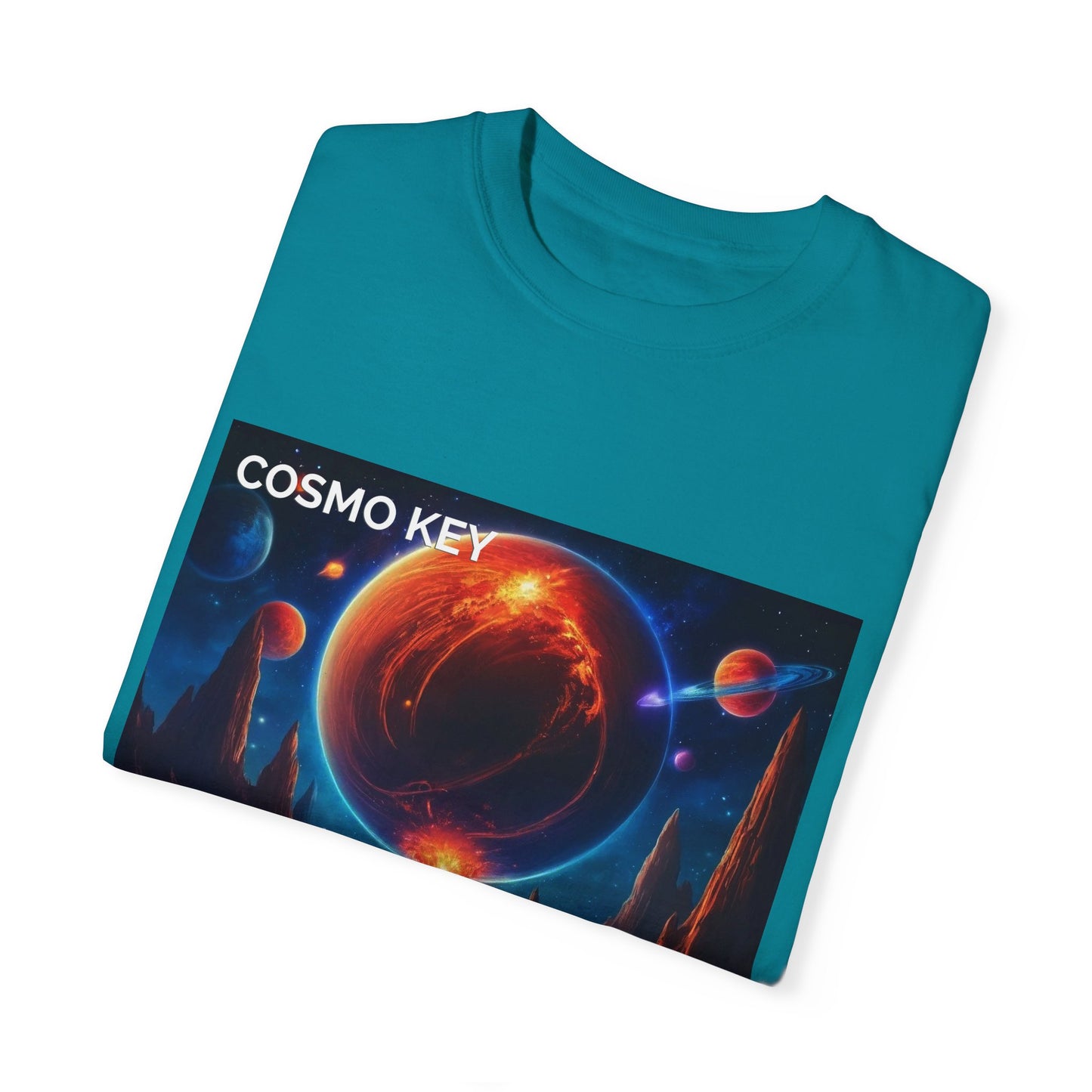 Cosmo Key Firestorm Unisex T-Shirt - Vibrant Space Art Tee